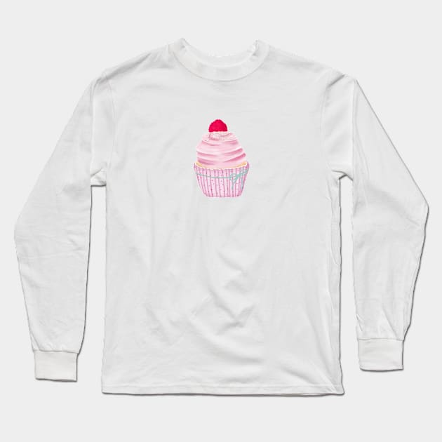 Cupcake with raspberry Long Sleeve T-Shirt by CalliLetters